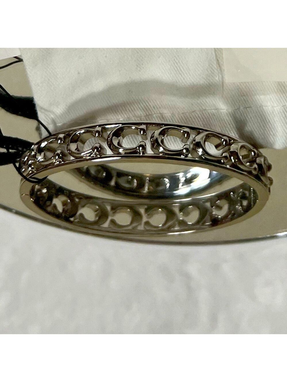 Coach Silver Signature Hinged Bangle
